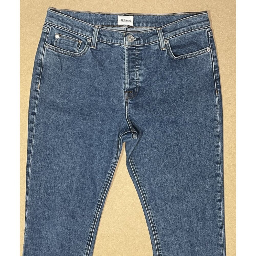 Hudson Women Riley Luxe Crop Raw Hem Straight Jeans Size 29 Blue - Picture 13 of 15